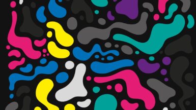 grafica colori pop fluidi su sfondo nero