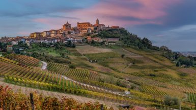 typical village named La Morra in the province of Cuneo Piedmont Italy