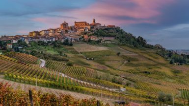 typical village named La Morra in the province of Cuneo Piedmont Italy