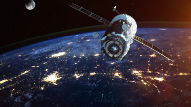 Spacecraft Launch Into Space. Elements of this image furnished by NASA.
