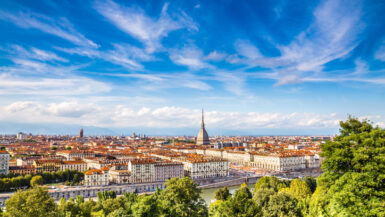 View of Turin city centre during summer day-Turin,Italy,Europe